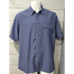 The North Face Shirt Mens Medium Blue Check Plaid Short Sleeve Button Up